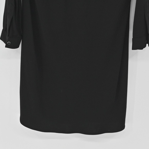 ZARA Shirt Dress Size S Black VNeck Whimsical Preppy Relaxed‎ Roll Tab Sleeve - Picture 13 of 13